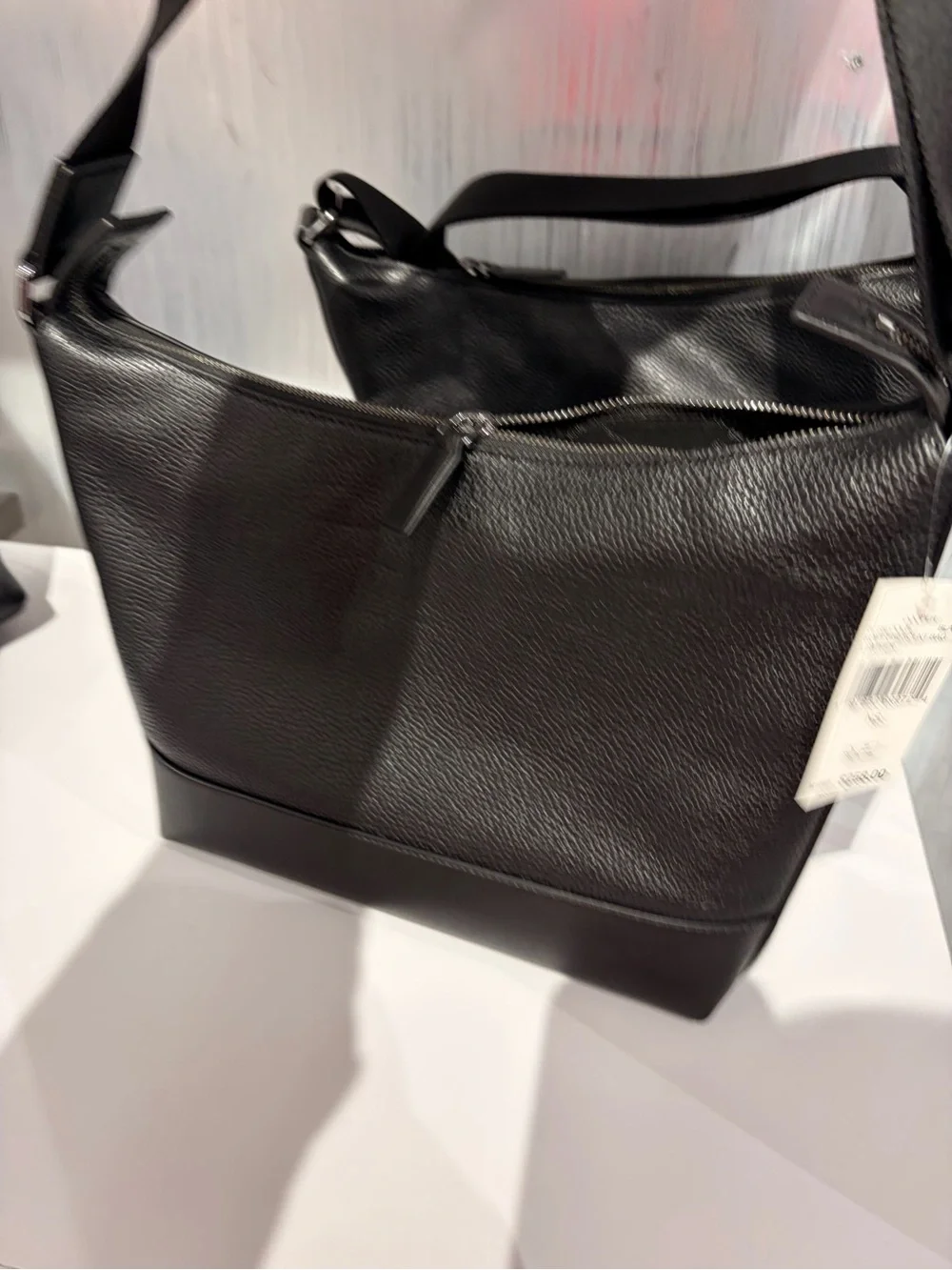 Michael Kors Black Pebbled & Smooth Leather Messenger new